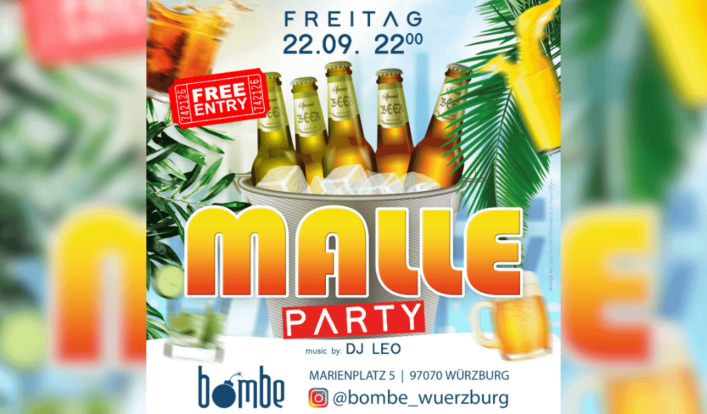 Club Bombe Würzburg - Veranstaltung Malle Party am 22.09
